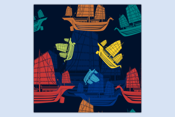 Ancient Japanese Ship Graphics & Patterns for Branding