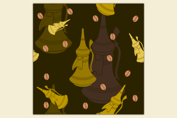 Arab Coffee Pot and Beans Dark Pattern in Graphics and Patterns