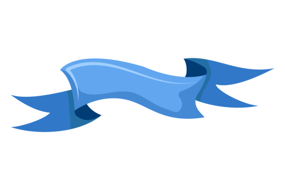 Cartoon Scroll Label Blue Ribbon Decor Graphics