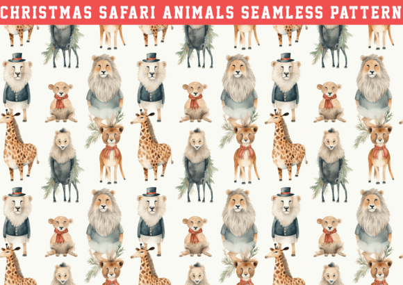 Christmas Animal Seamless Pattern: Graphics & Patterns