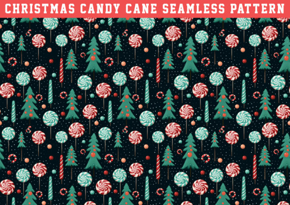Christmas Candy Cane Seamless Pattern: Graphics & Patterns