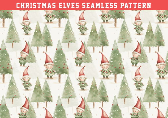Christmas Elves Wrapping Pattern: Graphics & Patterns for Editorial Joy