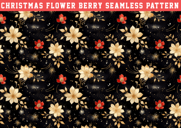 Christmas Flower Berry Seamless Graphics & Patterns