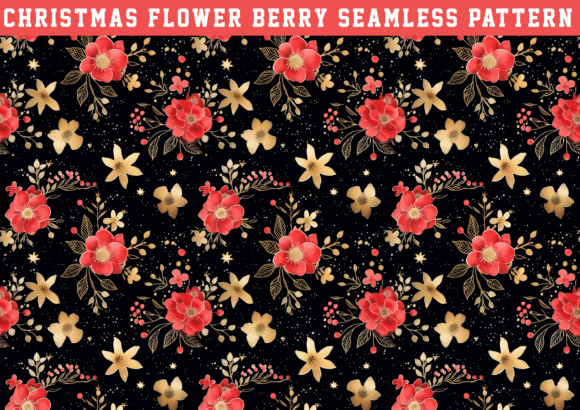 Christmas Flower Berry Seamless Pattern