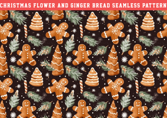 Christmas Flower Ginger Bread Pattern: Graphics & Patterns