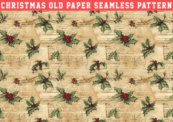 Christmas Old Paper Wrapping Seamless: Graphics & Patterns