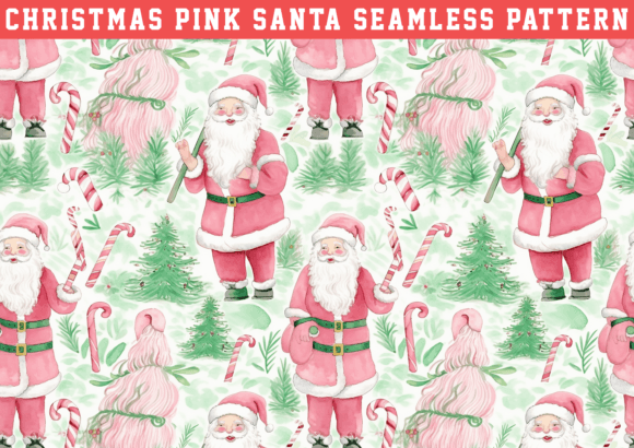 Christmas Pink Santa Pattern: Graphics & Patterns Review
