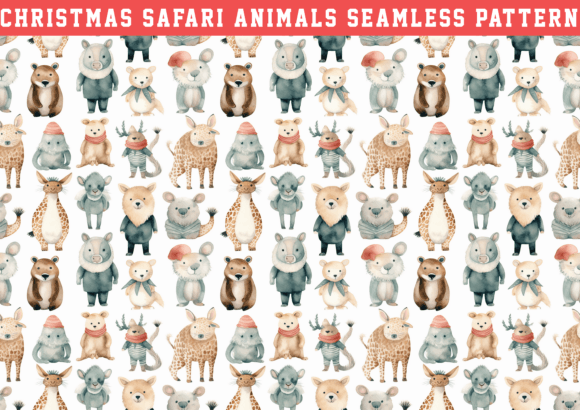Christmas Safari Animal Pattern: Graphics & Patterns
