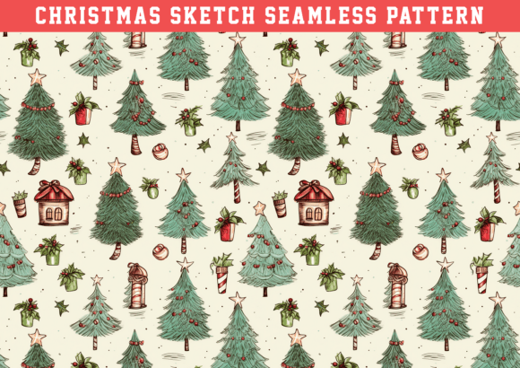 Christmas Sketch Seamless Graphics Pattern Review