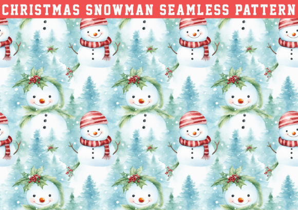 Christmas Snowman Seamless Pattern: Graphics & Patterns