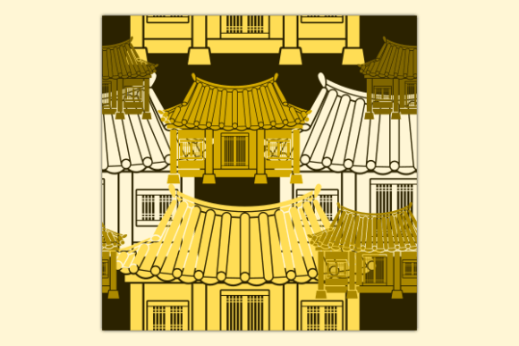 Dark Front Korean Hanok Seamless Pattern Graphics Review