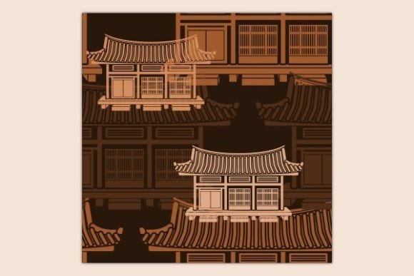 Dark Wide Korean House Seamless Pattern: Graphics Review