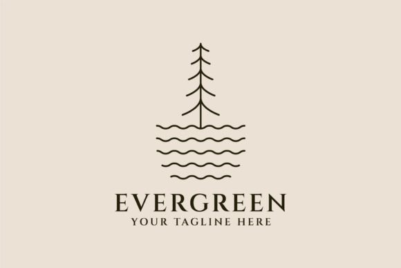 Evergreen Logo Line Art Design: Graphics & Logos for Editorial Impact