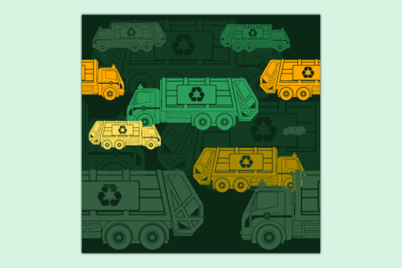 Flat Garbage Truck Dark Seamless Pattern: Graphics & Patterns Review