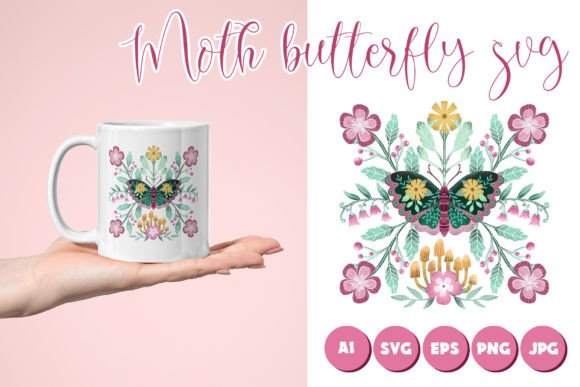 Moth Butterfly Printable Illustration: Graphics for Crafts