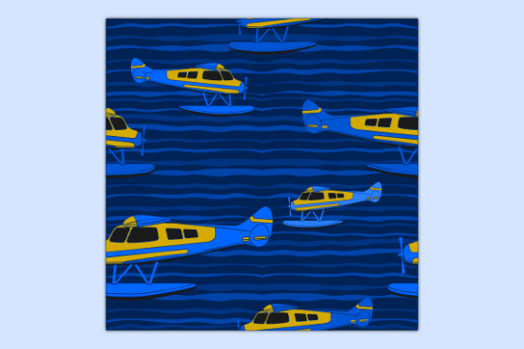 Side View Pontoon Plane Dark Pattern: Graphics & Patterns