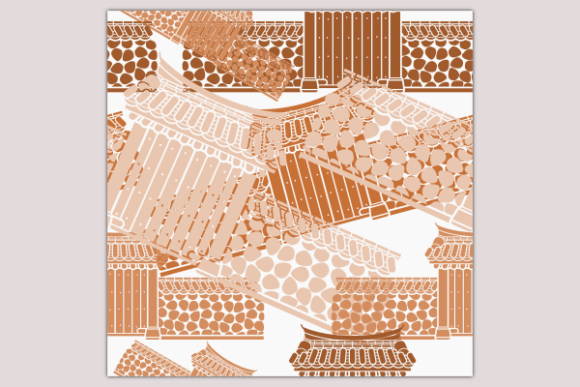 Tradisional Korean Hanok Gate Pattern: Graphics & Patterns for Handmade Brands