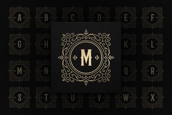 Vintage Monogram Ornament Alphabet Set for Logos & Graphics